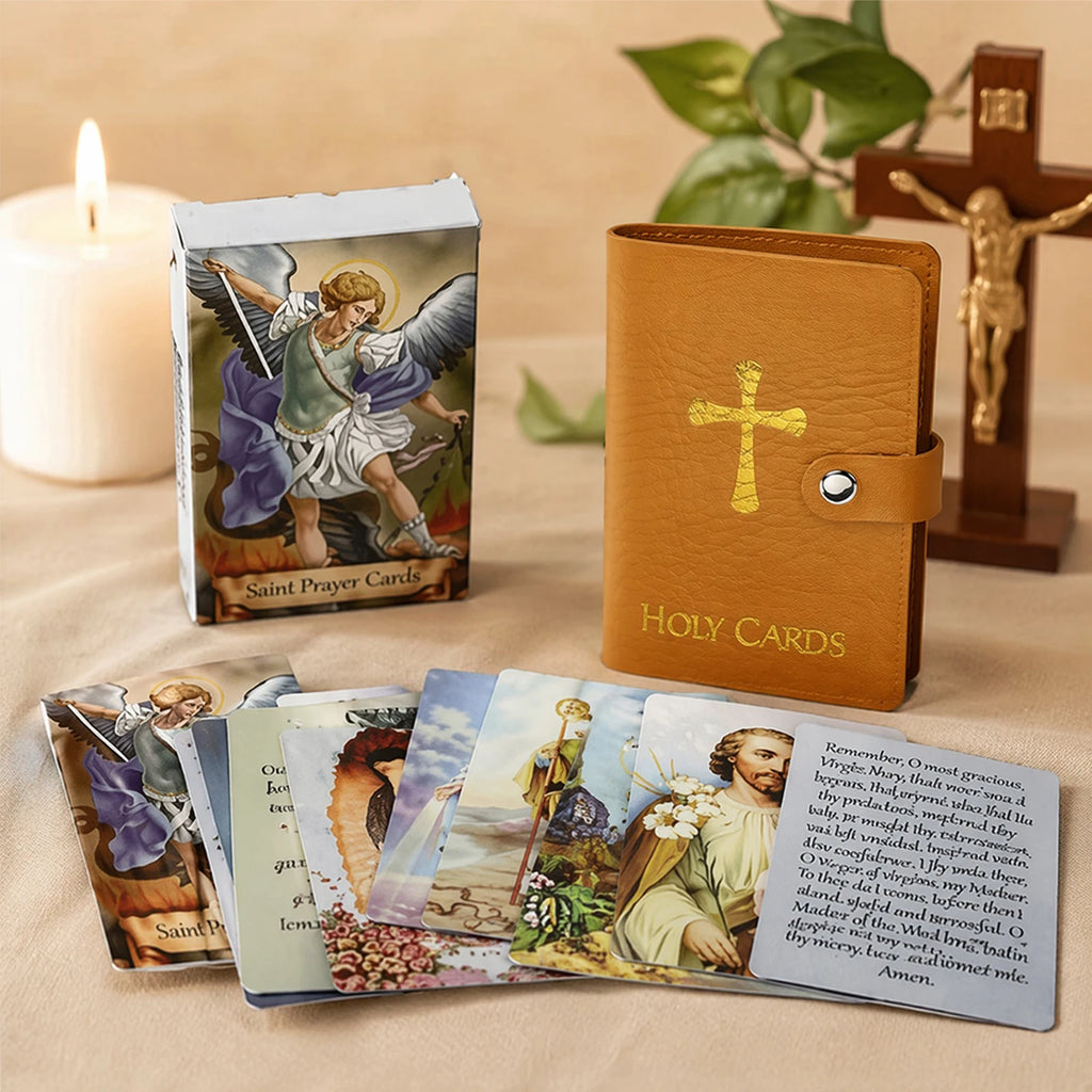 Prayer Saint Card Set – Real Leather Wallet Holder Case Leather Card Wallet Vue