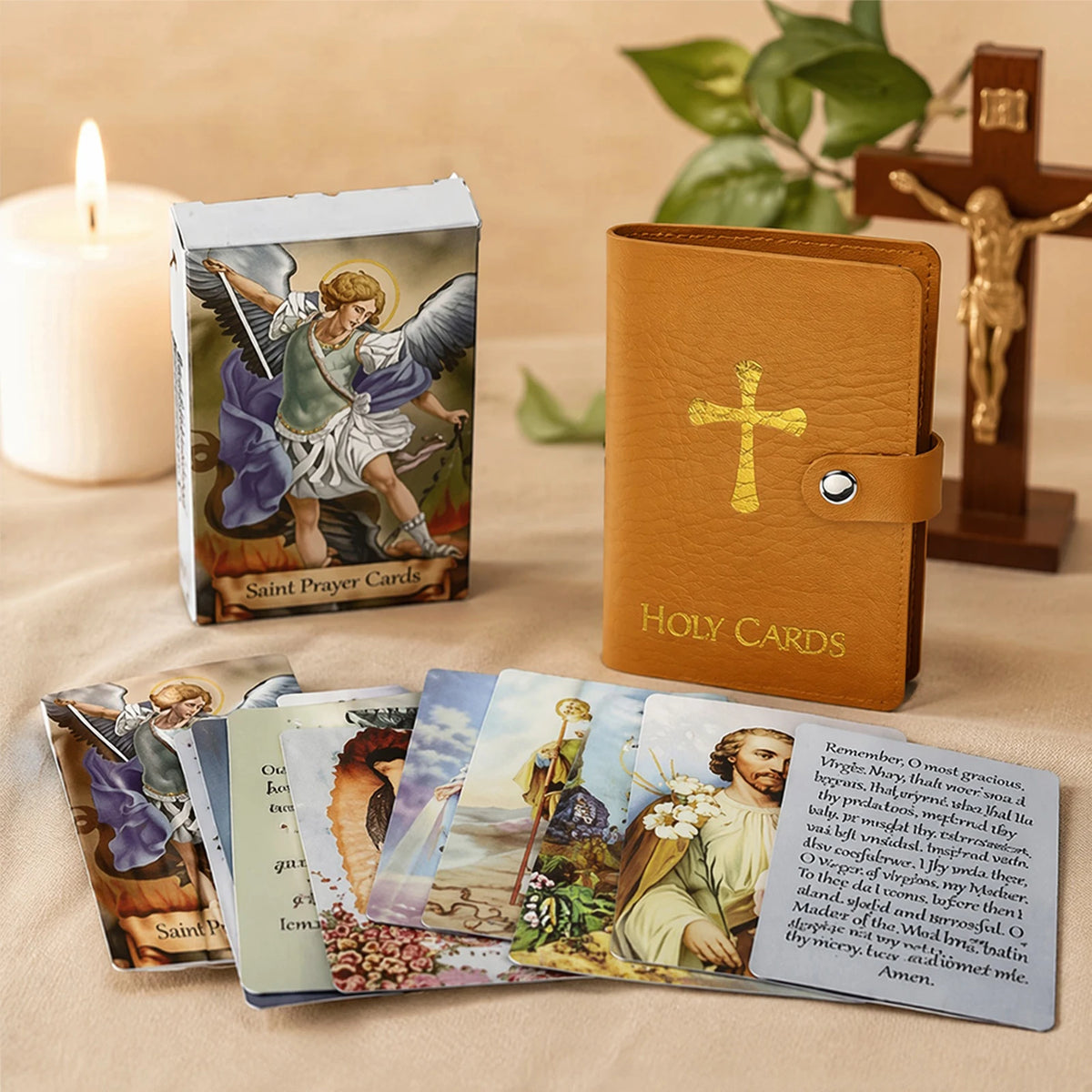 Prayer Saint Card Set – Real Leather Wallet Holder Case Leather Card Wallet Vue