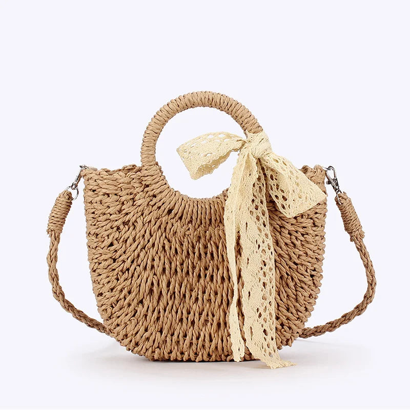 Fashionable Wicker Basket Bag Women's Single Shoulder Slant Cross