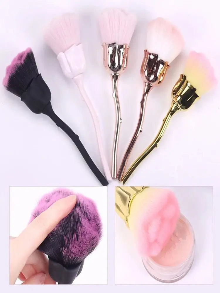 1pc Powder Brush Rose Head Makeup Brush Pink Single Powder Brush Foundation Make Up Brush Soft Hair Nail Blush Vue