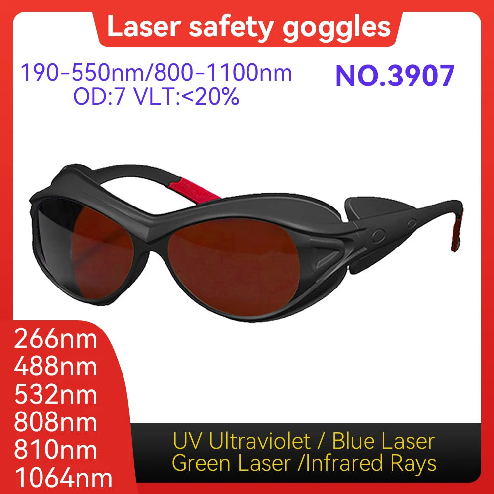 Laser Safety Glasses CE EN207 9000-11000nm OD6+Hard PC Lens Eyewear for Wood Acrylic CO2 Laser Cutting Machine Laser Goggles Vue Model 3907 OD7