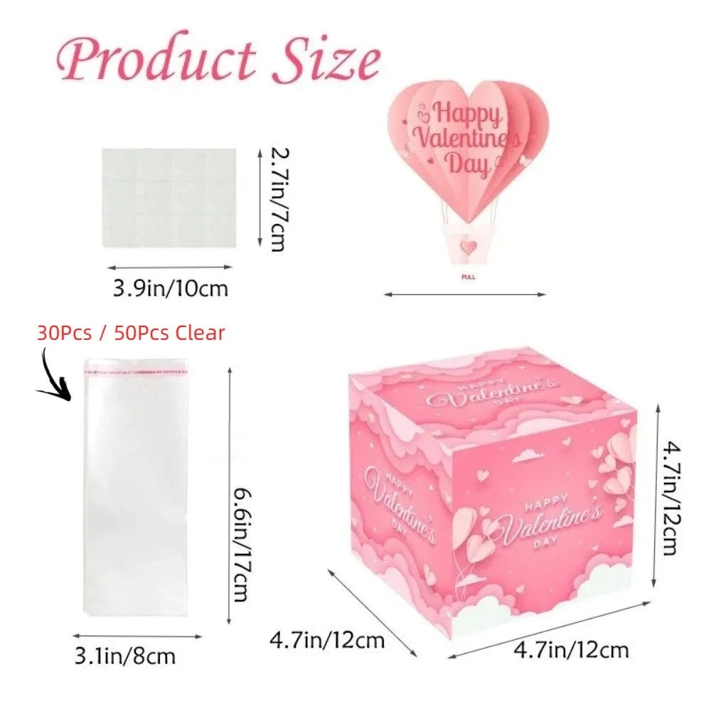 Surprise Valentine's Day Cash Pull Box Paper Love Heart Birthday Money Box Roll-up Banknote DIY Money Holder Pumping Money Box Vue