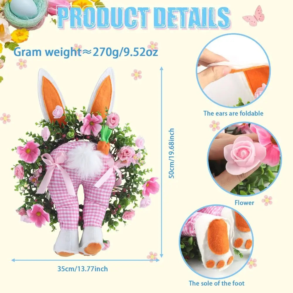 Realistic Design Easter Bunny Wreath Fresh Decoration Reusable Material Bunny Bottom Wreath Realistic Wreath Easter Decoration Vue