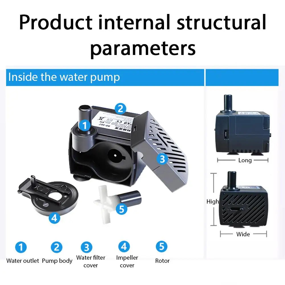 Ultra-Quiet Submersible Water Pump for Fish Tank Aquarium Filter Fountain & Pond Air Pump EU Plug Vue