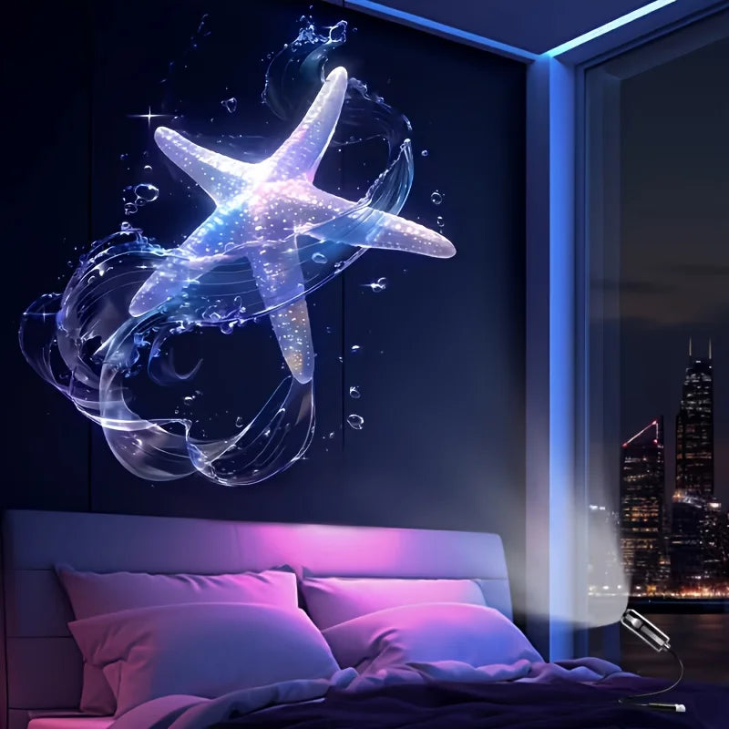 LED USB Projector Light 3/6pcs Projection Patterns- Adjustable Whale Butterfly Jellyfish Starfish Night Light Festival Gift Vue