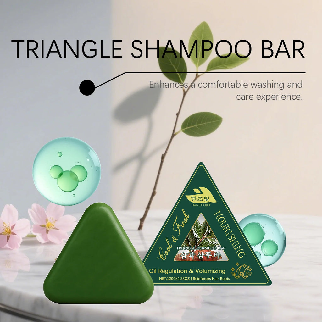 Triangle Herbal Nourishing Shampoo Bar Clean Scalp Reduce Loss Strengthen Hair Control Water-oil Balance Repair Damaged Vue
