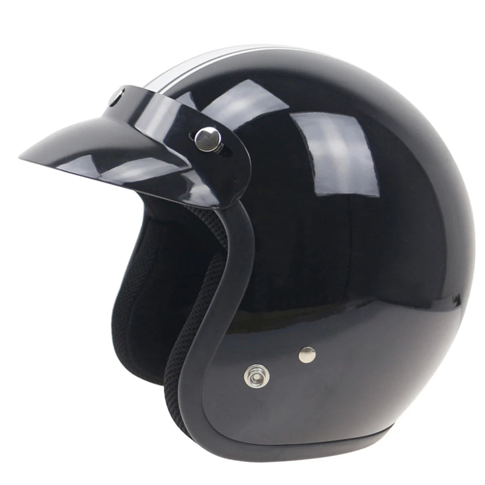 Universal Black 3-Snap Motorcycle Helmet Peak Lens Open Face Sun Shade Visor Shield Vue