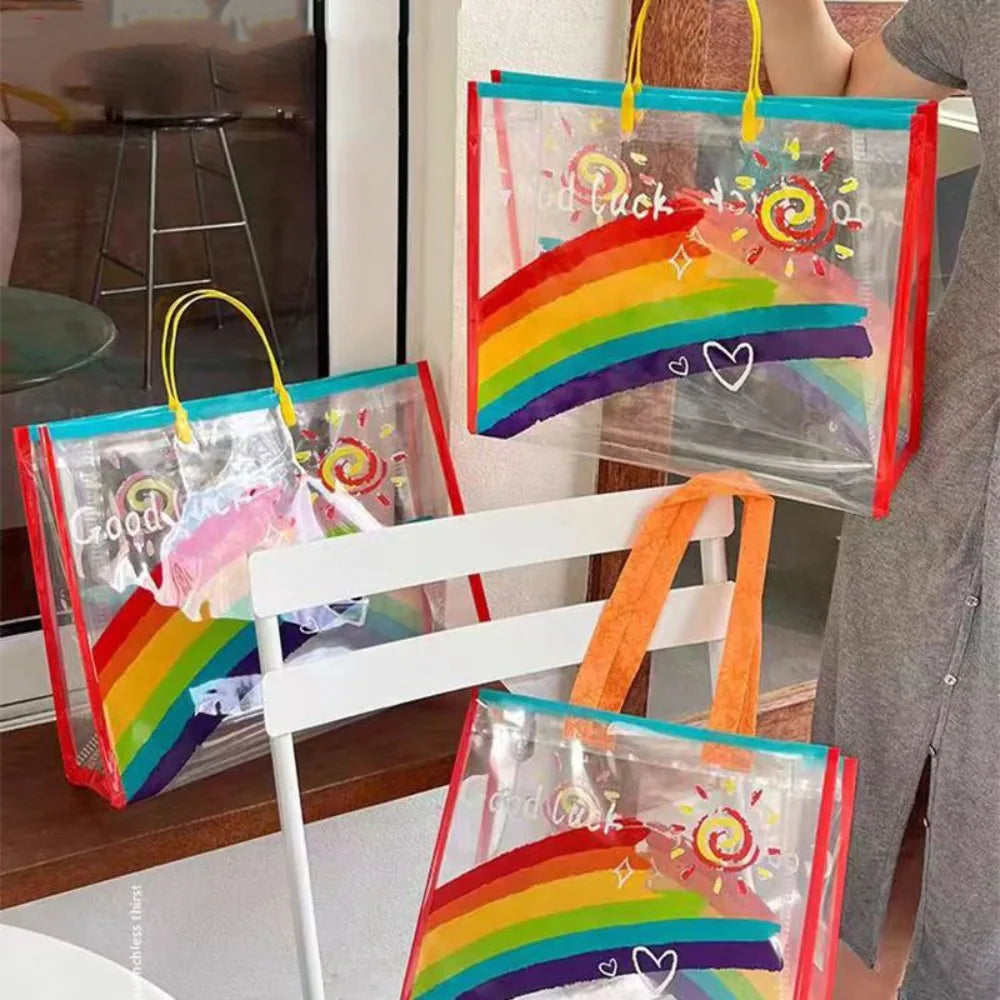PVC Transparent Rainbow Shoulder Bag Waterproof Beach Swimming