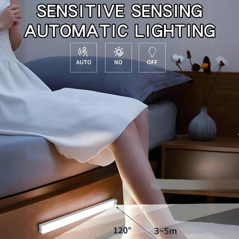 Motion Sensor LED Cabinet Light Type C Rechargeable Induction Night Light Wireless Portable Detector Lamp for Wardrobe Hallway Vue