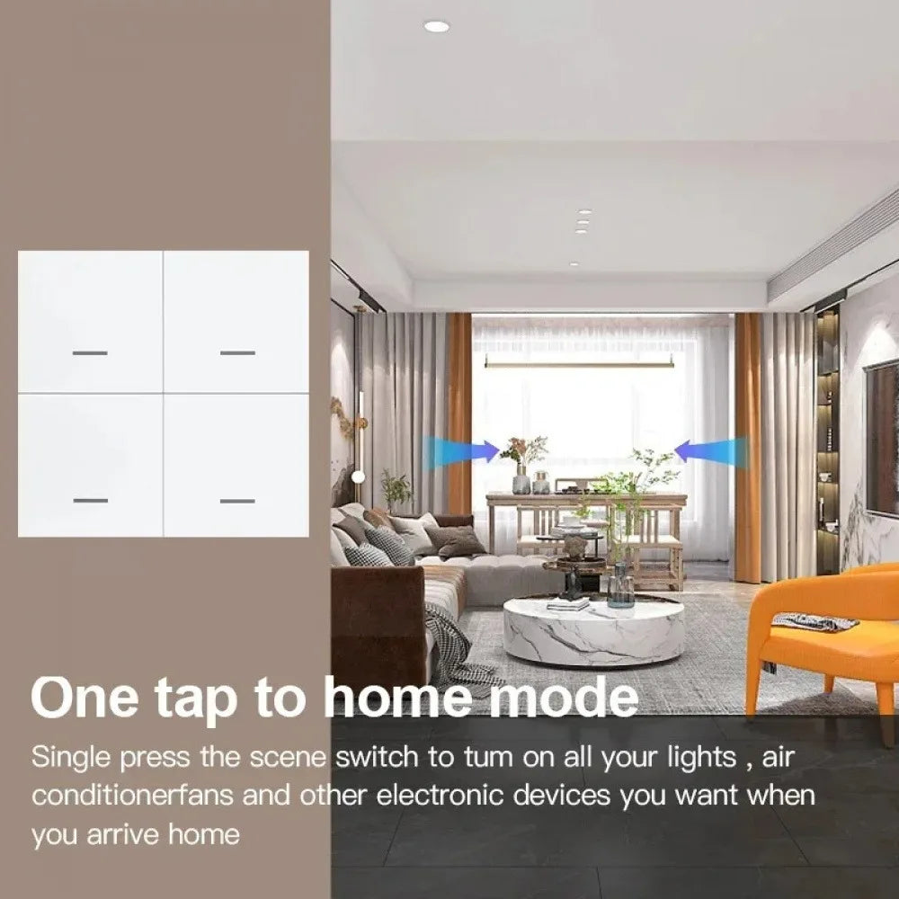 Tuya Zigbee Smart Scene Switch 4 Gang 12 Scene Switch Push Button Controller Home Automation Scenario Switch Linkage Tuya Device Vue
