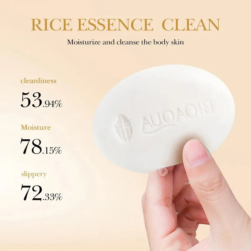 White Rice Raw Pulp Cleansing Soap Facial Foaming Cleanser Moisturizing Oil Control Body Bath Handmade Soap Vue