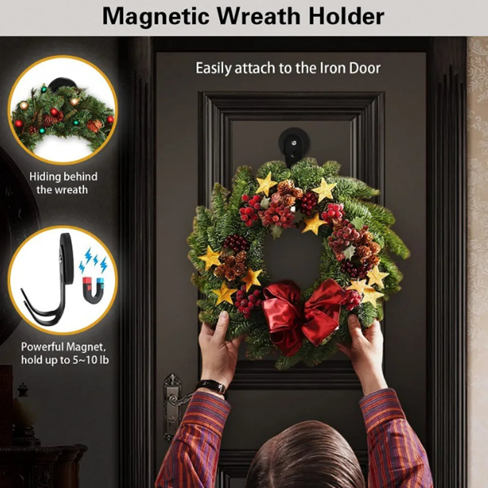 2pcs Magnetic Wreath Hooks Heavy Duty Magnetic HooksStainless Steel Magnet Holder for Refrigerator, Metal Door, BBQ Grill Vue