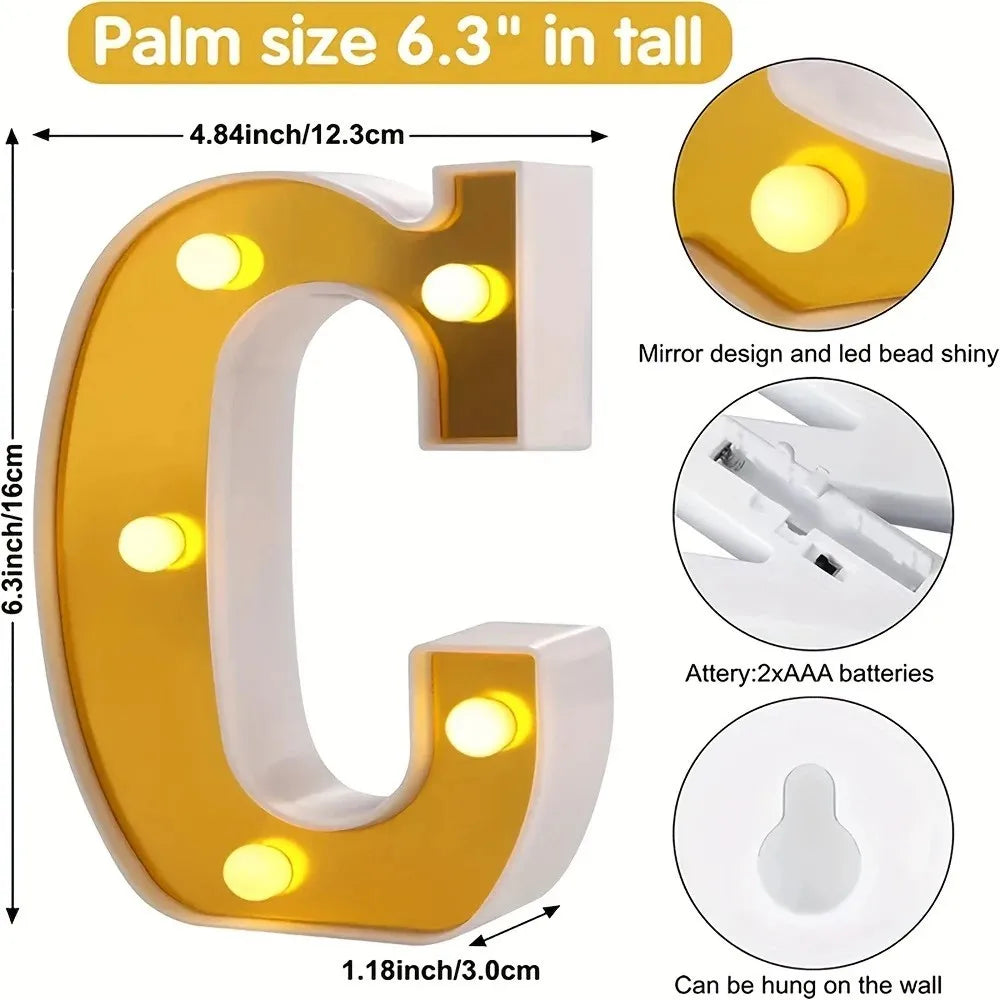 1pc 6.3in LED Alphabet & Number Lights,16cm Plastic Letters Decoration Lights For Home, Wedding,Proposal,Birthdaye Hanging Decor Vue