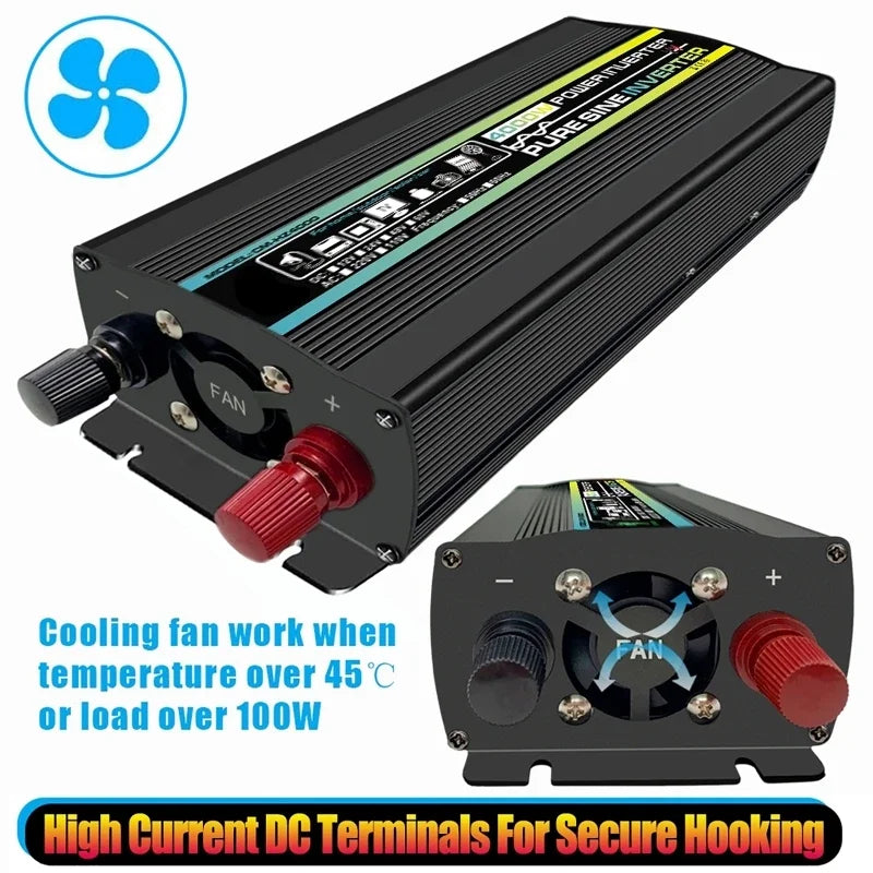 4000W Pure Sine Wave Power Inverter DC 12V to AC 220V | Car & Camp Power Inverter Vue