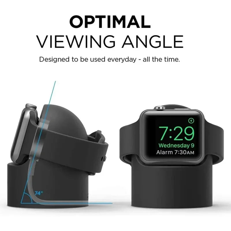 Charger Stand For Apple Watch Series 9 8 7 6 5 SE 3 Ultra 1 2 Charger Dock Station Silicone Bracket Iwatch Charging Cable Holder Vue