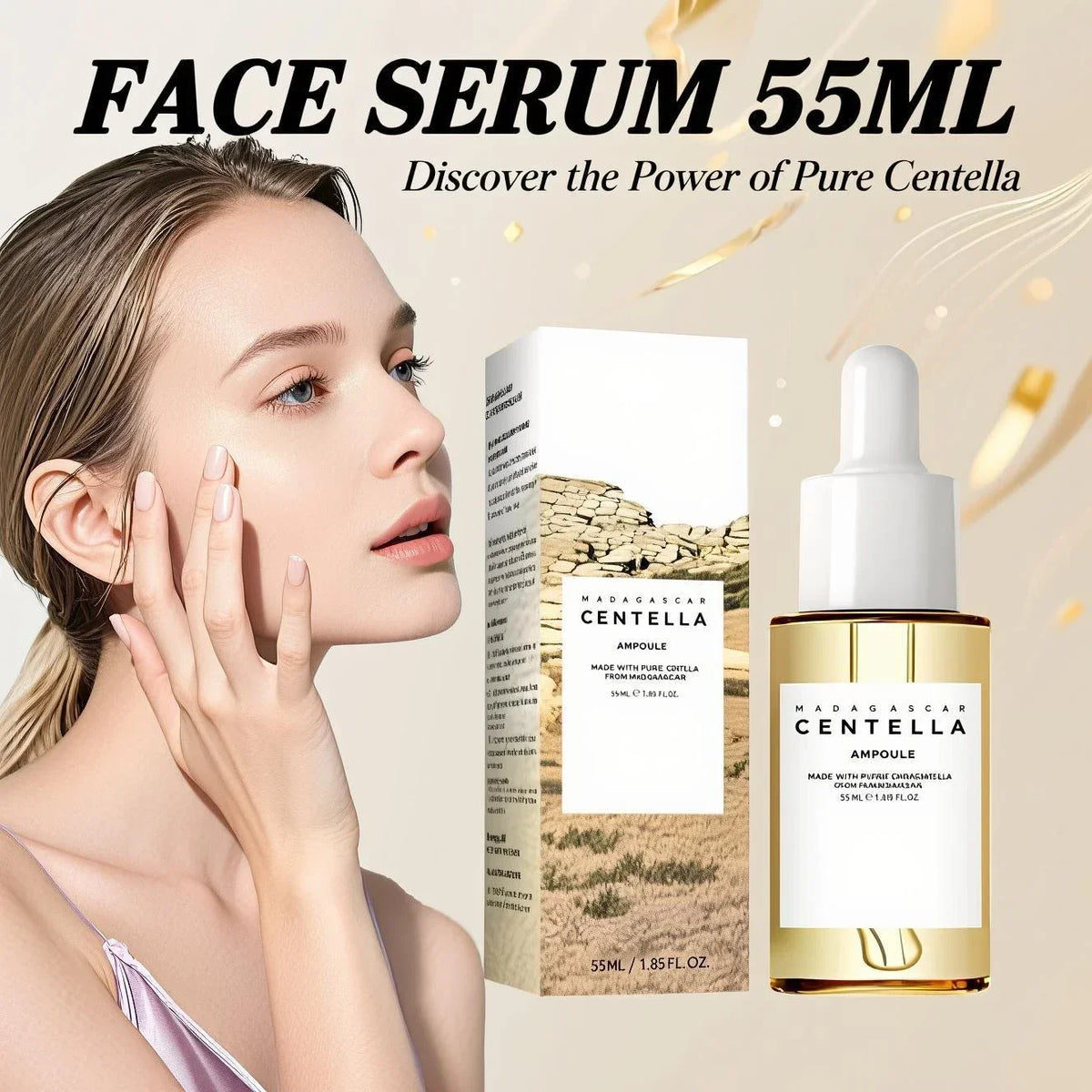 Madagascar Centella Asiatica Serum 55ml - Sensitive Skin Soothing Formula with Acne Fighting, Deep Moisturizing Benefits for Fac Vue
