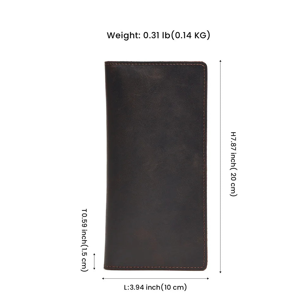 Crazy Horse Leather Retro Men's Wallet Long Simple Clutch Bag Men's High-end Leather Multi-card Wallet Vue