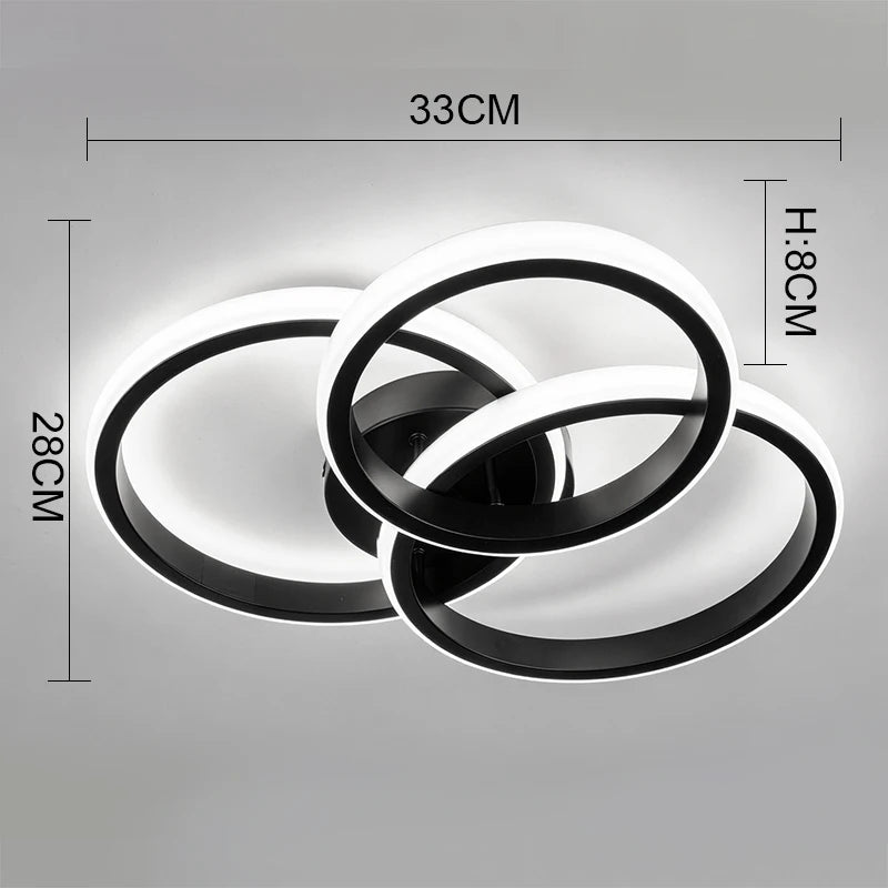 Modern LED Ceiling Light for Living Room Bedroom Hallway Lamp Square Round Chandelier Indoor Lighting Fixture Vue DSY-BK-Cold Light