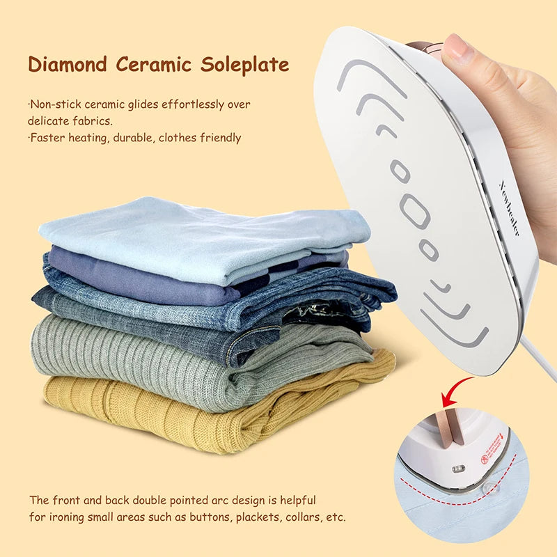 150W Handheld Travel Iron 120V/220V Lightweight Dry Iron 30S Heat Press Machine Non-steam Clothes Irons For Home and Travel Vue