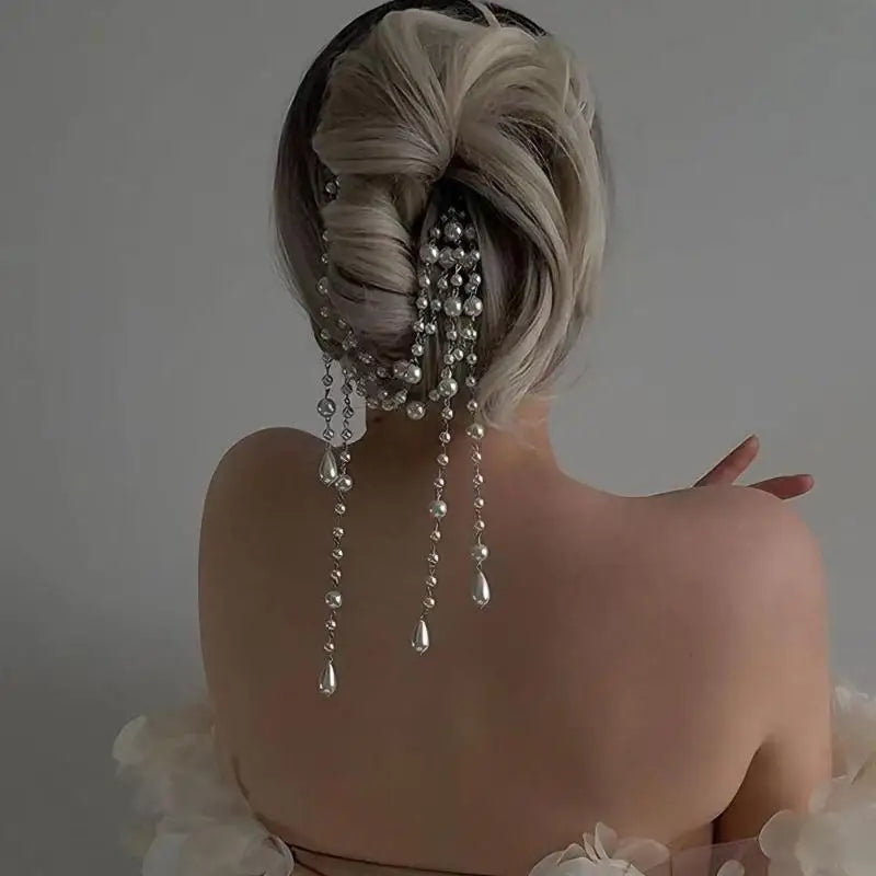 Pearl Tassel Beaded Hair Clip - Retro Elegant Versatile Pin Hair Accessory Vue