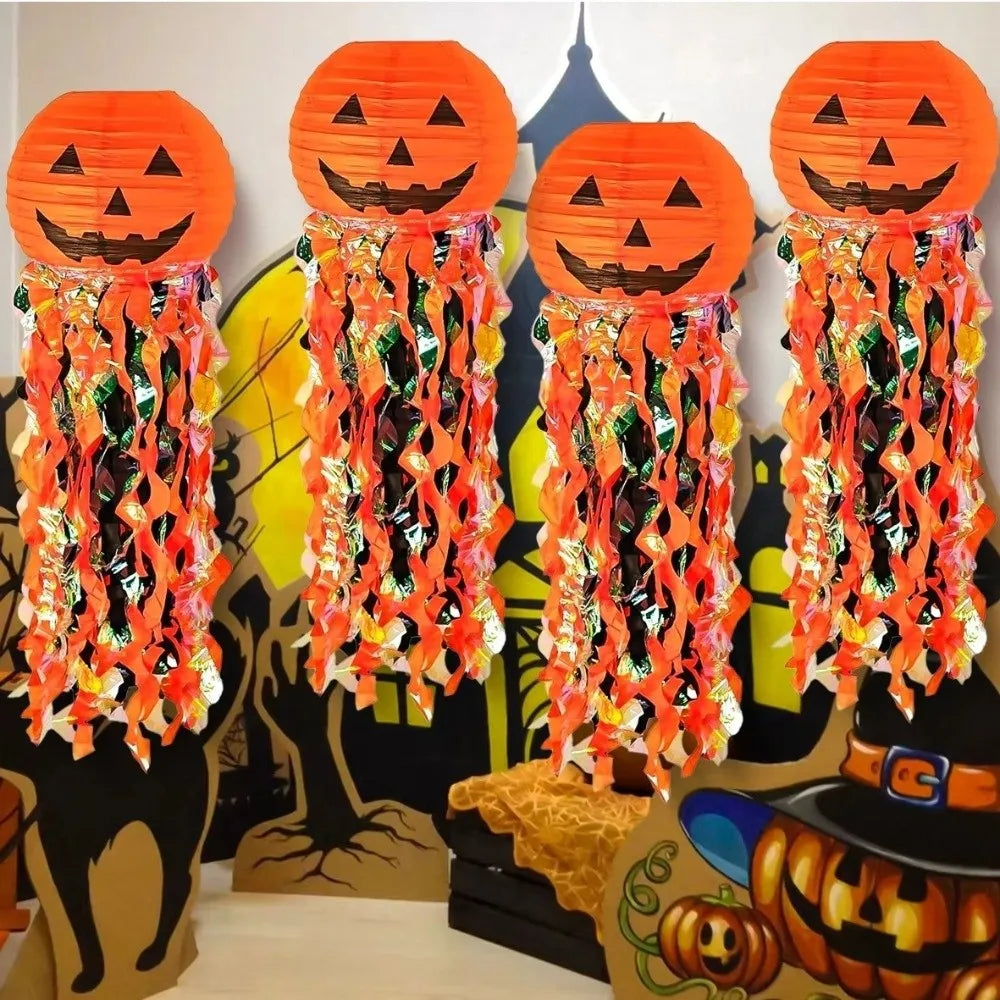 Vintage Design Pumpkin Paper Lanterns Lightweight Material Delicate Design Skull Paper Lantern Easy Installation Cartoon Style Vue