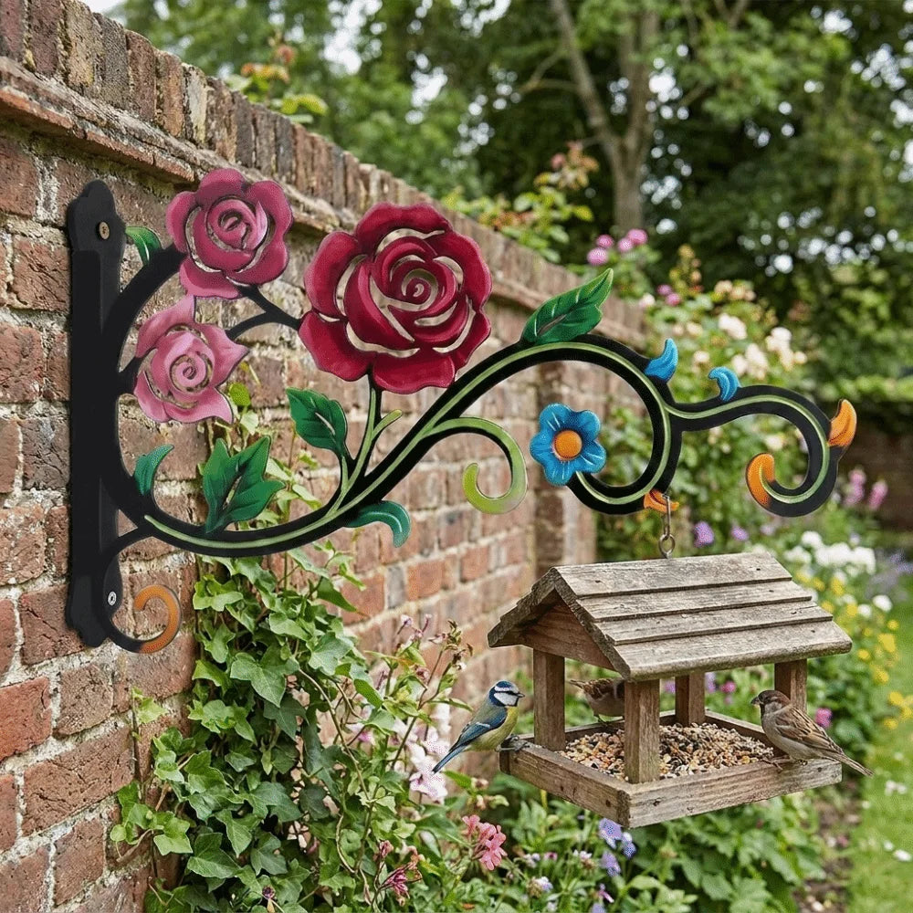 Colorful Hollow Metal Plant Hook Rose Heavy-Duty Flower Basket Hook Rustproof Decorative Outdoor Hanging Hook Balcony Vue