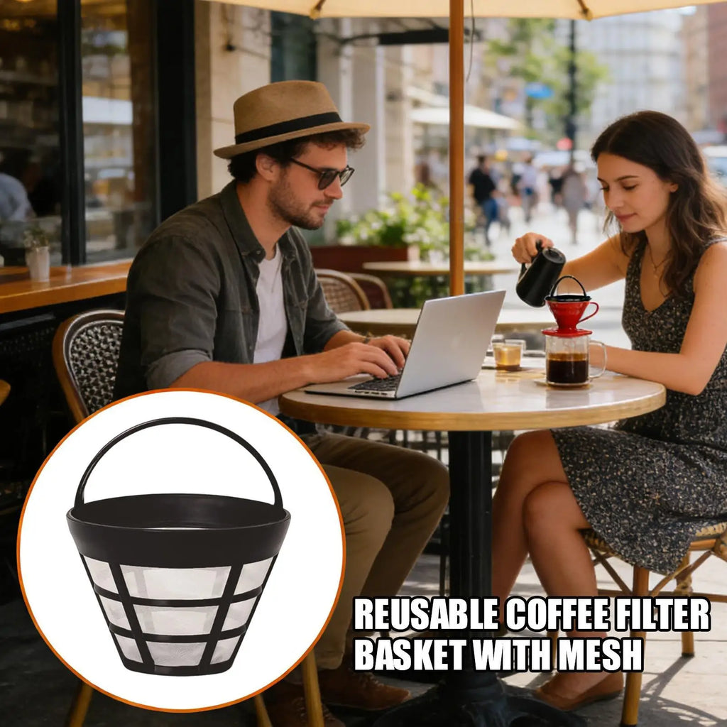 Reusable Cone Coffee Filter, Mesh Stainless Steel Strainer Replacement, Durable Kitchen Coffee Maker Accessory for Home & Cafe Vue