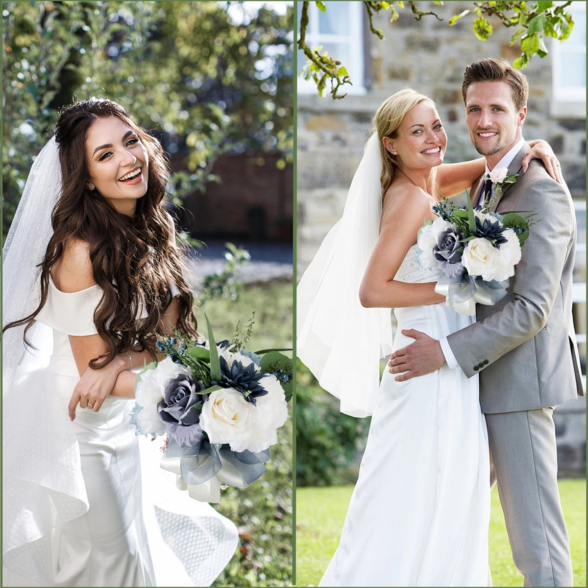 Wedding Bouquets for Bride, Artificial Rose Flowers Combo Bridesmaid Bouquet Wedding Romantic Bouquets for Wedding Party Vue