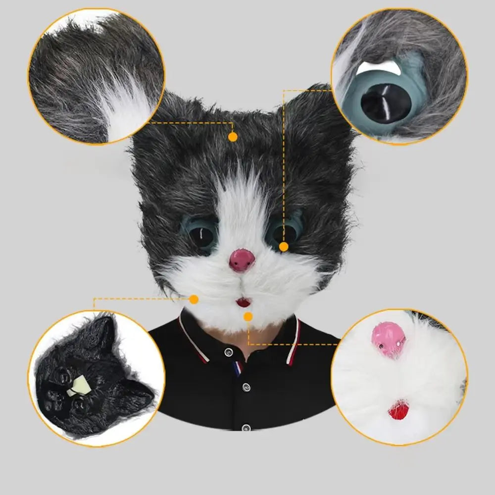 Funny Cosplay Halloween Mask Headwear Comfortable Party Costume Mask Performance Lightweight Cat Animal Mask Party Supplies Vue