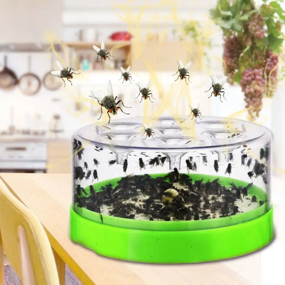 7 Holes Automatic Fly Trap Safe Non-Toxic Plastic Fly Trap Box Durable Reusable Indoor Fly Repellent Garden Pest Trap Device Vue