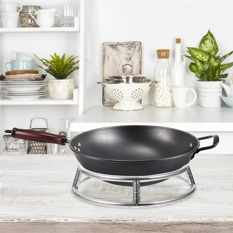 ABKW-Heat-Proof Stove Stand Stainless Steel Pot Rack Double-Ring Design Wok Holder Heavy-Duty Load Capacity Vue