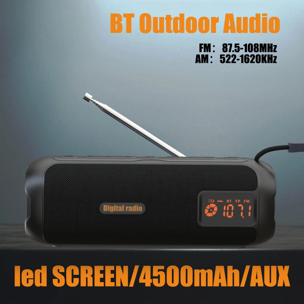 BT Speaker Portable Radio Support TF Card Rechargeable Radio for Home Kitchen Outdoor Vue