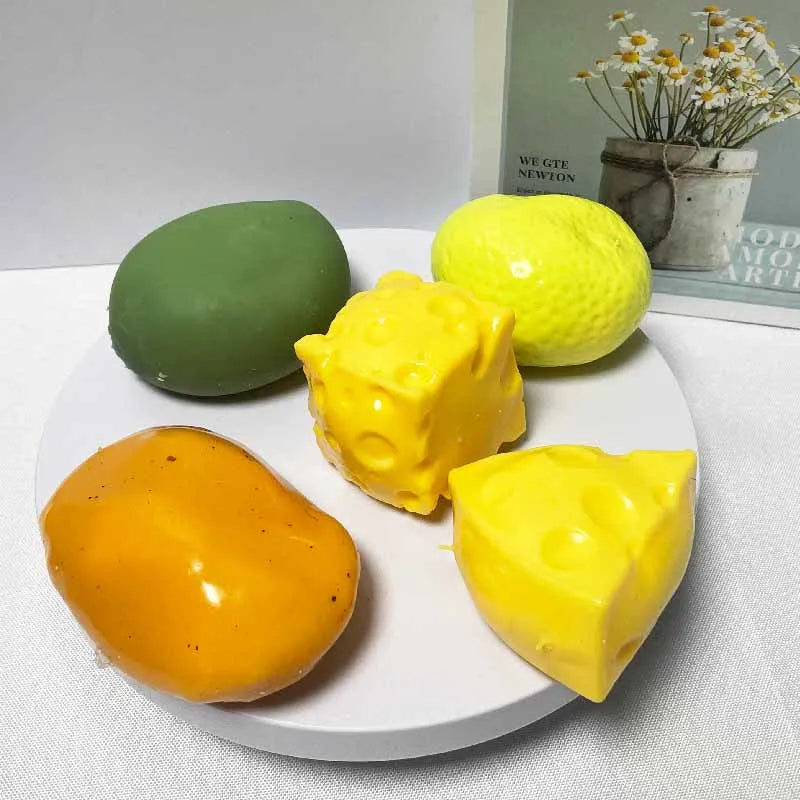 Crunchy Squishy lemon Mango crackle sound Squeeze Toy Crispy Cheese Fidget Squishy Toy Handmade Blocks Filled ASMR for Adult Vue