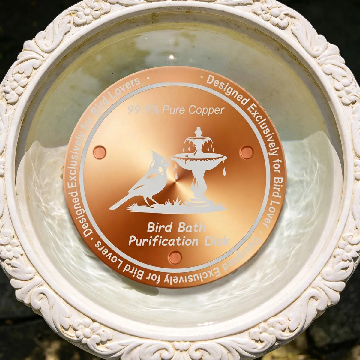 Copper Plate for Bird Bath Water Purification Disk Birdbath Cleaner for Outdoor Garden Patio Porch Birdwatchers Fountains Vue