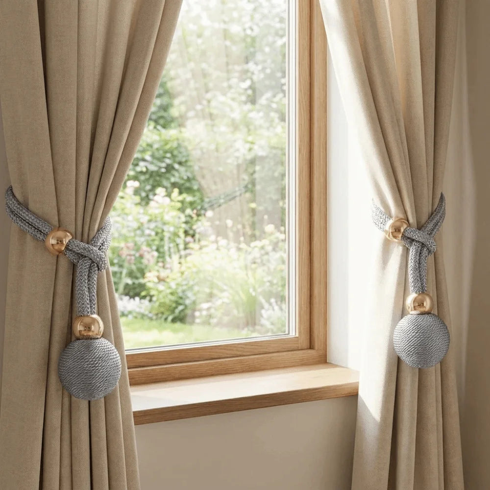 1 Pair Fashion Adjustable Curtain Tie Straps with Ball Pendant Simple Curtain Binding Straps Decorative Curtain Fixer Office Vue