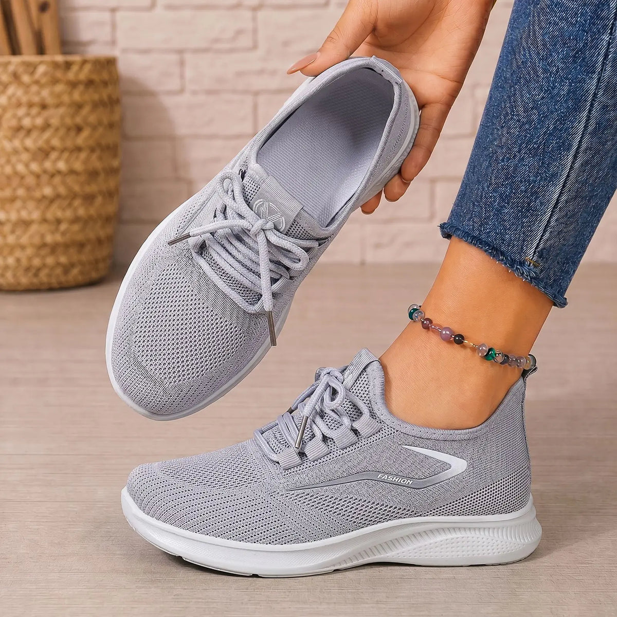Women's Breathable Mesh Flat Casual Walking Shoes Casual Flat Shoes Vue