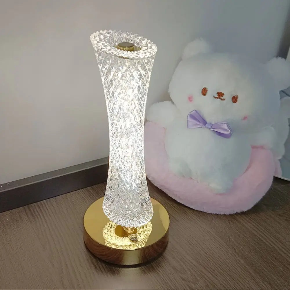 Dimmable Crystal Table Lamp Adjustable Soft Lights Acrylic Night Light 3 Colors Light Vase Design Atmosphere Light Home Decor Vue