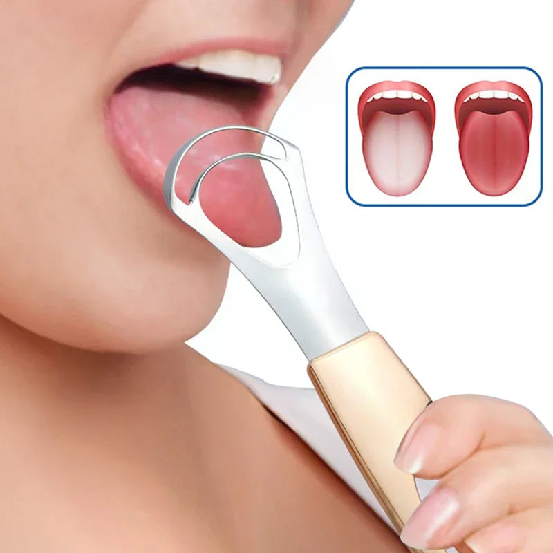 Stainless Steel Tongue Scraper Tongue Coating Cleaner Tongue Coating Brush Oral Tongue Cleaner Tool Fresh Breath Vue