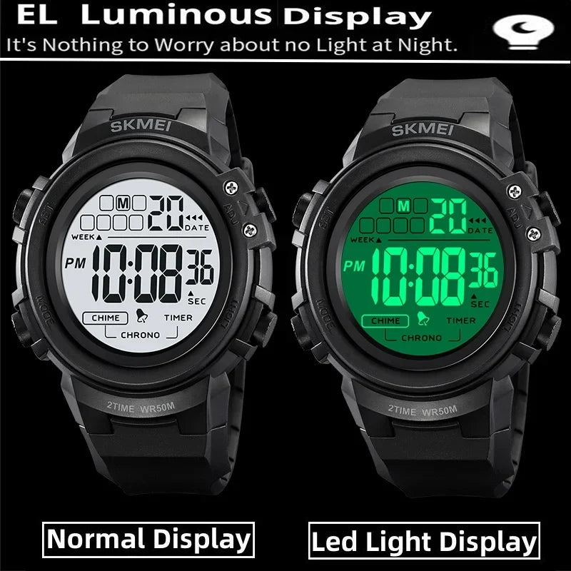 SKMEI 2260 Men's Digital Sports Watch – Dual Time Zone LED Digital Sports Watch Vue