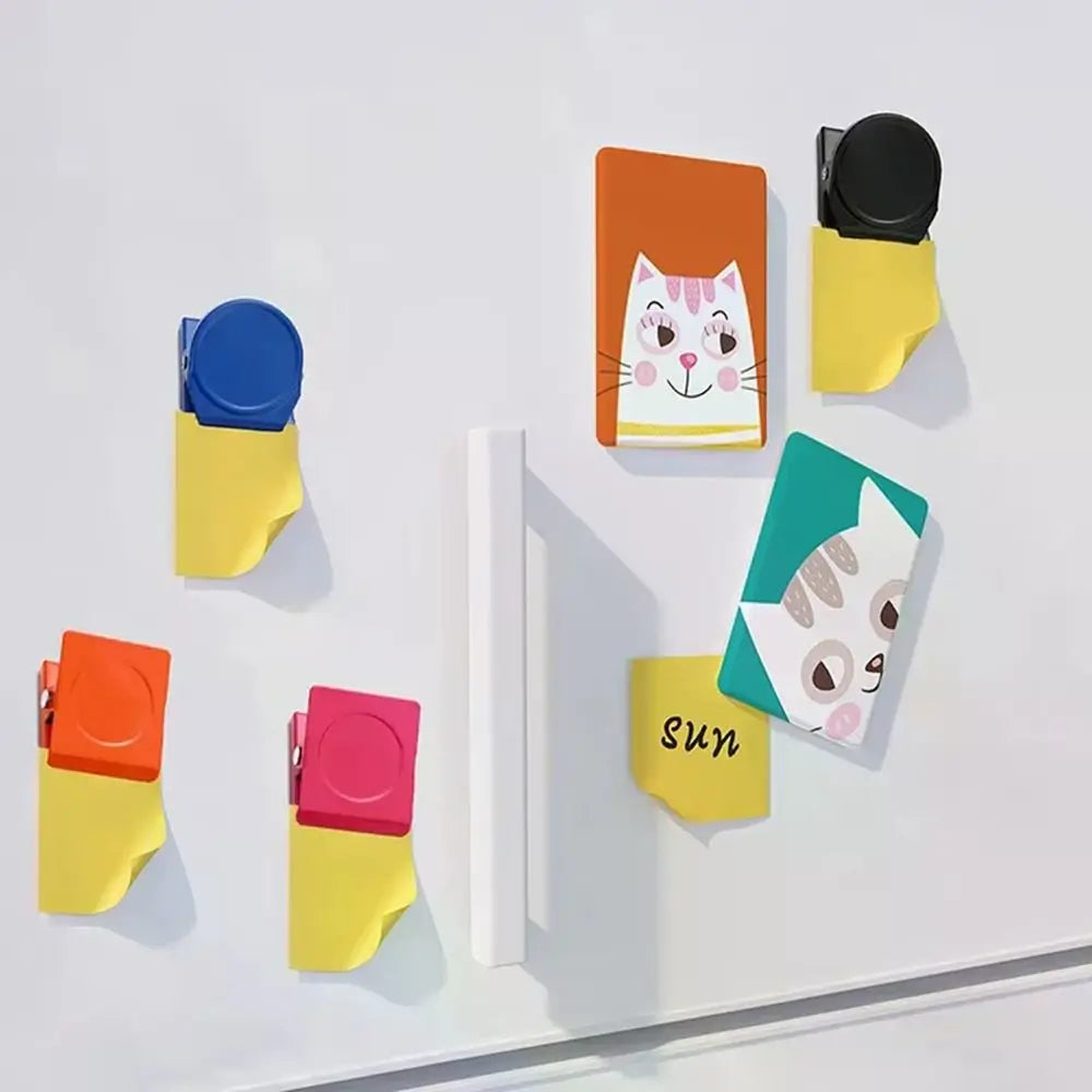 10PCS Practical Metal Magnetic Paper Clip Colorful Round/Square Mini Magnet Clamp Decorative File Organizers Fridge Vue