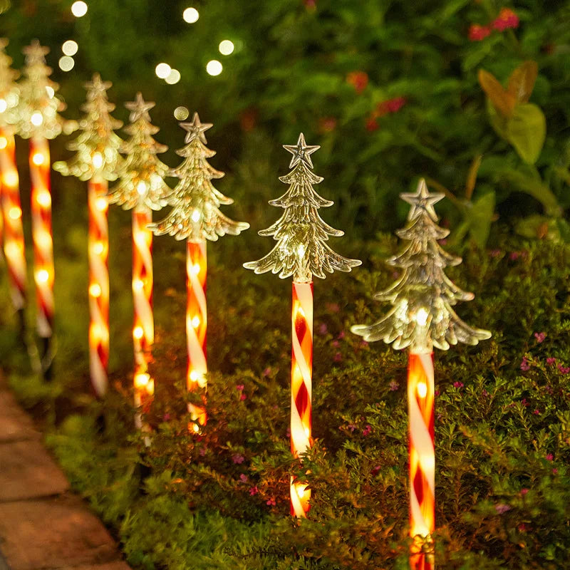 5pcs/lot Christmas Solar Stake Lights 8 Modes Garden Waterproof Landscape Christmas Lights Pathway Decor LED Lights Lawn 1001 Vue tree 2 5 LED