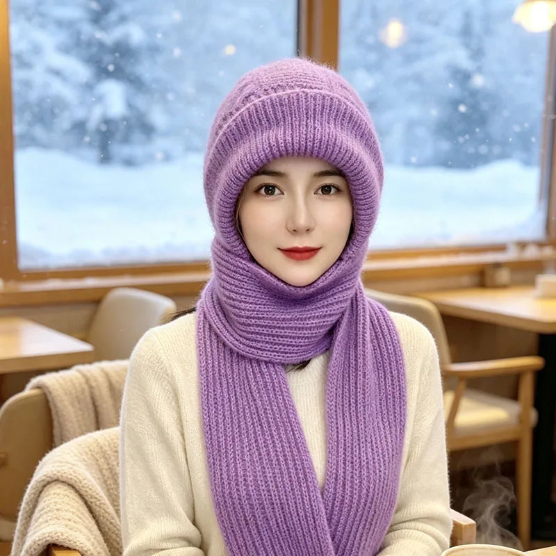 1-5pcs Winter Hat and Scarf Set for Women Fleece Lined Thick Knit Warm Windproof Neck Warmer for Outdoor Skiing Cold Weather Vue
