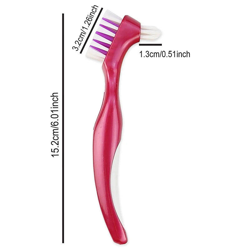 Denture Cleaning Brush Dual Heads Gum Cleaner For Men Women Multi-Layered Bristles False Teeth Brush Oral Cleaning Tools Vue