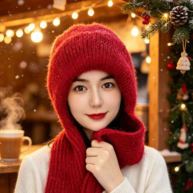 1-5pcs Winter Hat and Scarf Set for Women Fleece Lined Thick Knit Warm Windproof Neck Warmer for Outdoor Skiing Cold Weather Vue