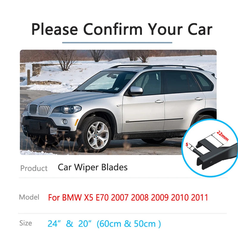 BMW X5 E70 2007–2011 Front & Rear Beam Wiper Blade Set Beam Wiper Blade Set Vue