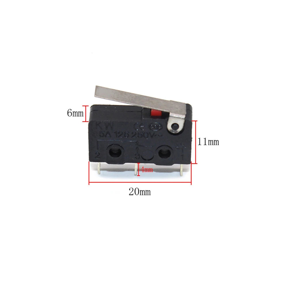 10PCS 3 Pin 0-24V Small Limit Collision Switch COM NC NO Mechanical Trigger Touch Sensor DIY Robot Model Circuit Accessories Vue
