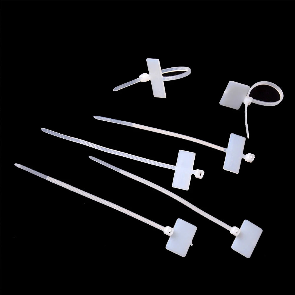 100Pcs Self-Locking Nylon Tie Tags RJ45 RJ12 Wire Power Cable Label Mark Tags Vue
