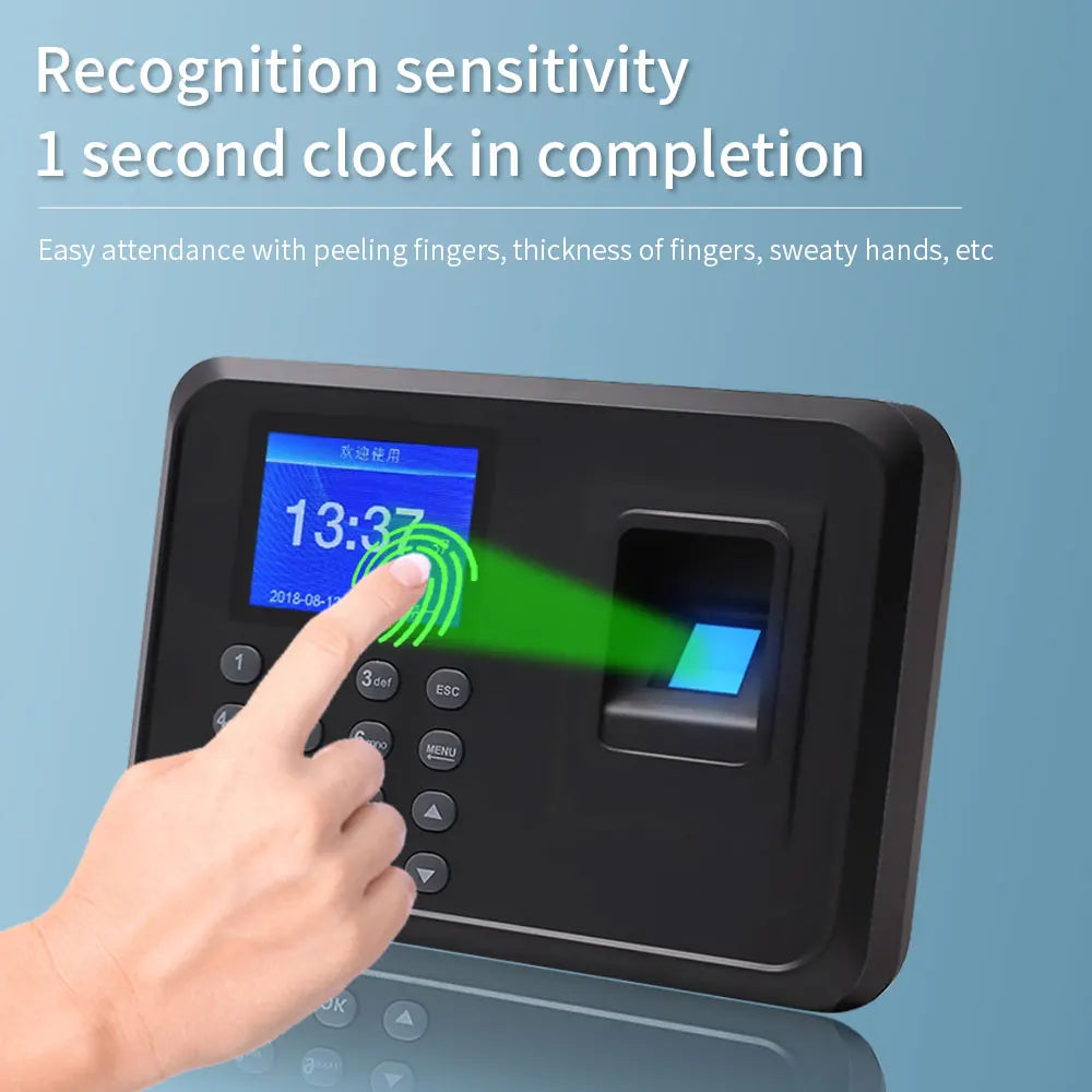 A5 Biometric Fingerprint Employee Time Attendance Smart Time Clock Recorder Device USB Data Manage Vue