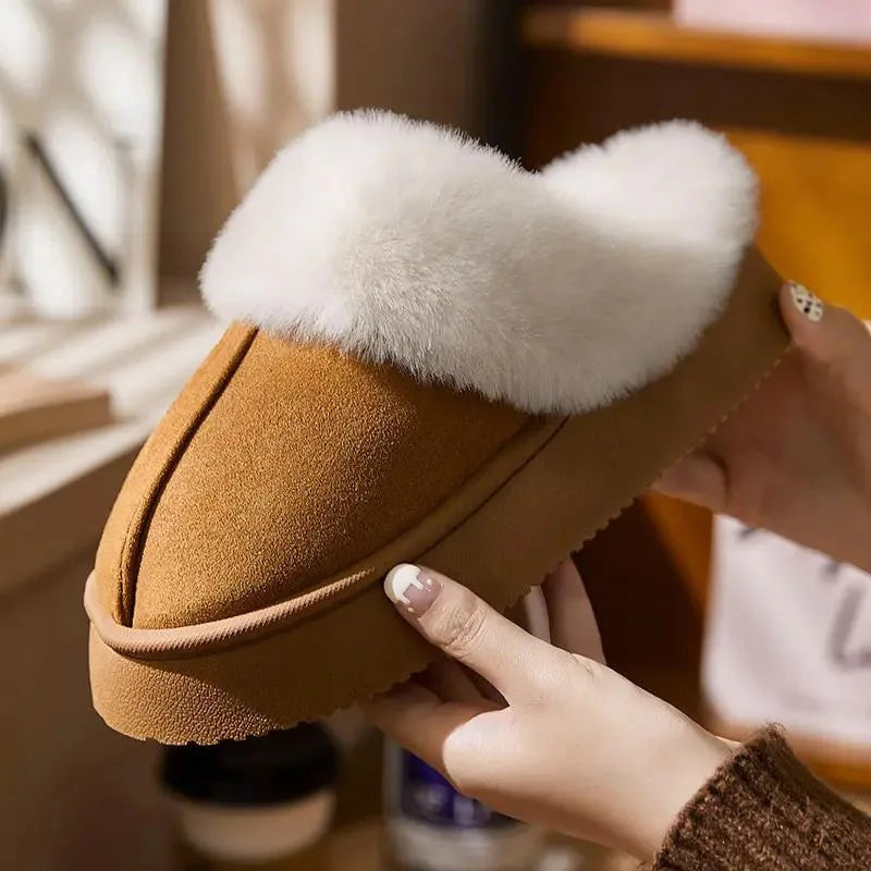 Winter Couple Slippers for Men and Women Indoor Outdoor Plush Fleece Lined Anti Slip Thick Sole Home Warm Cotton Shoes Vue