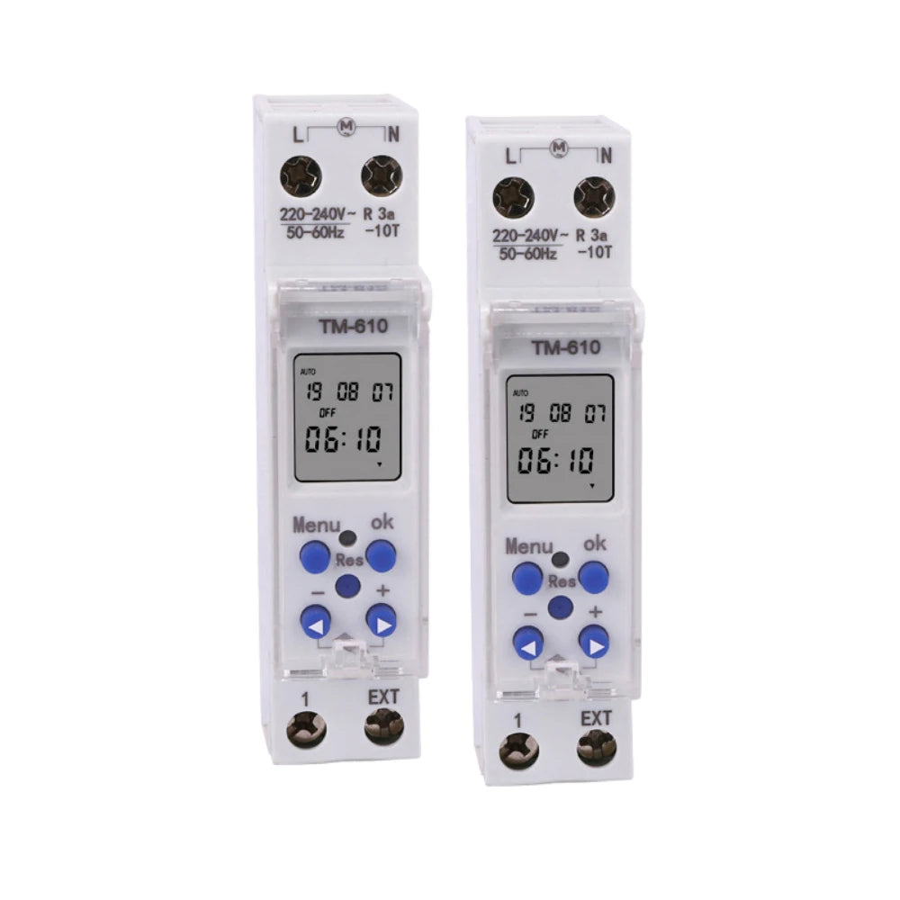 TM610 Programmable Timer 220V-240V 50/60Hz Output Separate Control 7 Days Weekly Programmable Timer Switch Din Rail Installation Vue